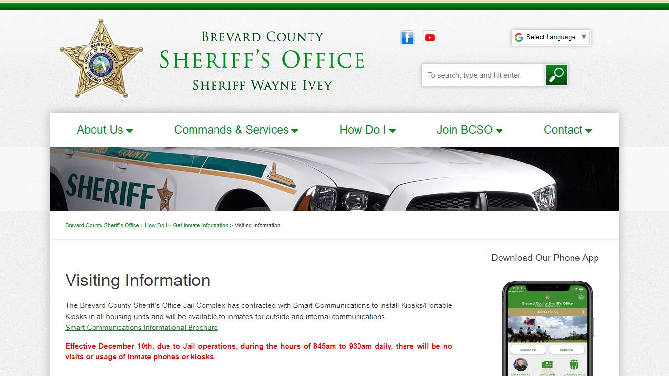 Visiting Information : Brevard County Sheriff's Office - BrevardSheriff